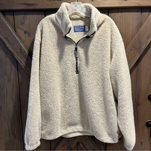 Vintage Pendleton Men's Beige Fleece Quarter-Zip Pullover Sweater Size L